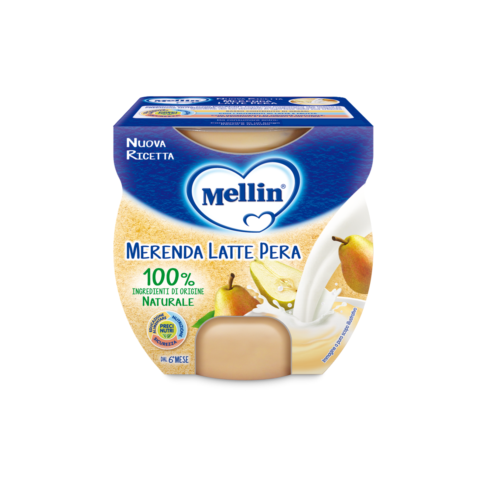 Merenda latte pera Confezione da 90 g | Mellin