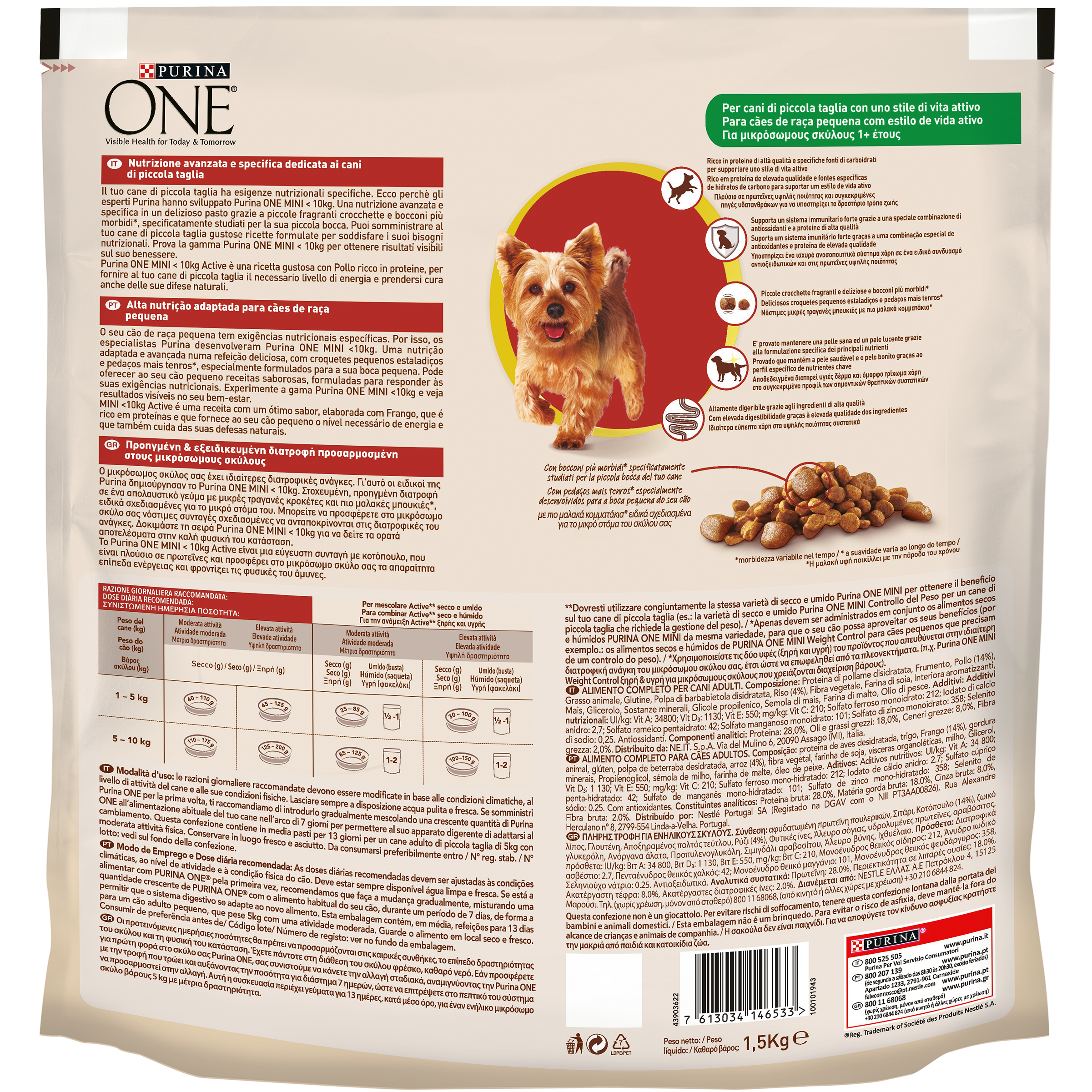 PURINA ONE MINI/SMALL < 10kg Active Pollo e Riso (1,5 kg)