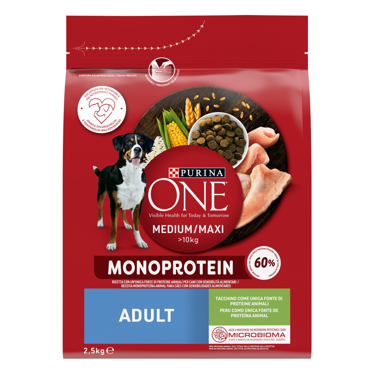 Purina ONE MEDIUM MAXI Monoprotein 2 5kg Tacchino PURINA Shop