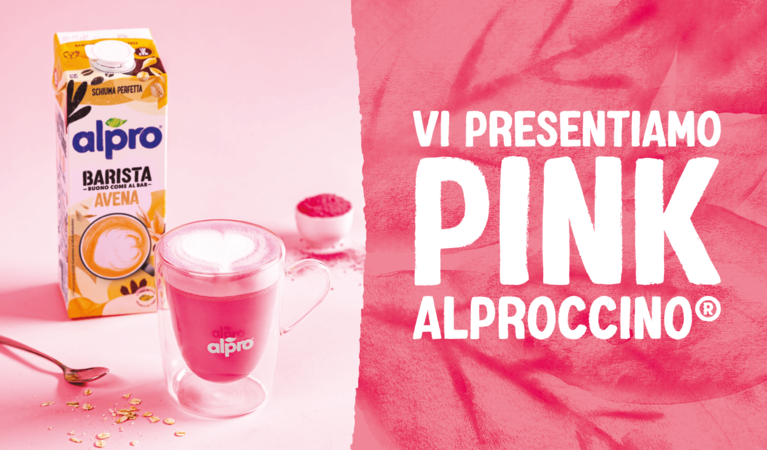 Alpro ha lanciato una nuova ricetta: il pink Alproccino, 100% vegetal