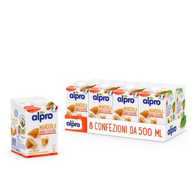 ALPRO SENZA ZUCCHERI, Bevanda Vegetale alla Mandorla 8x500ml